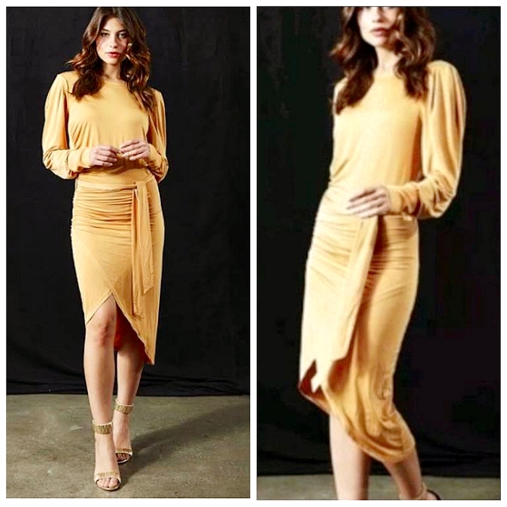 Young Fabulous & Broke Keylen Marigold L/S Midi Dress NWT SZ MED